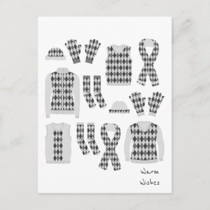 Varm Önskemål Argyle Mönster-posterkort - Grått Vykort