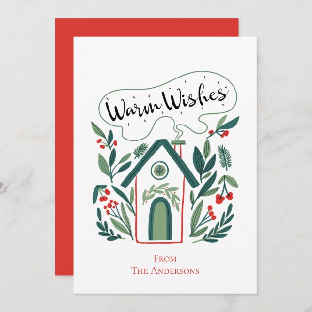 Varm Önskemål Helgdag Home Helgdag Card Julkort (Fram/baksida)