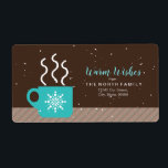 Varm Önskemål Hett Kakao Mugg ID596 Fraktsedel<br><div class="desc">Denna vackra juletikett har en modern juldesign med en brinnande mugg av hett choklad som dekoreras med en enda vit snöflinga. Trendigets utformning i turkos, kakao och vitt framhävs av stripe gräns på en chokladbrun bakgrund. Lägg till ditt personliga meddelande, namn och adress med hjälp av den angivna mallen. Sök...</div>