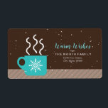 Varm Önskemål Hett Kakao Mugg ID596 Fraktsedel<br><div class="desc">Denna vackra juletikett har en modern juldesign med en brinnande mugg av hett choklad som dekoreras med en enda vit snöflinga. Trendigets utformning i turkos, kakao och vitt framhävs av stripe gräns på en chokladbrun bakgrund. Lägg till ditt personliga meddelande, namn och adress med hjälp av den angivna mallen. Sök...</div>
