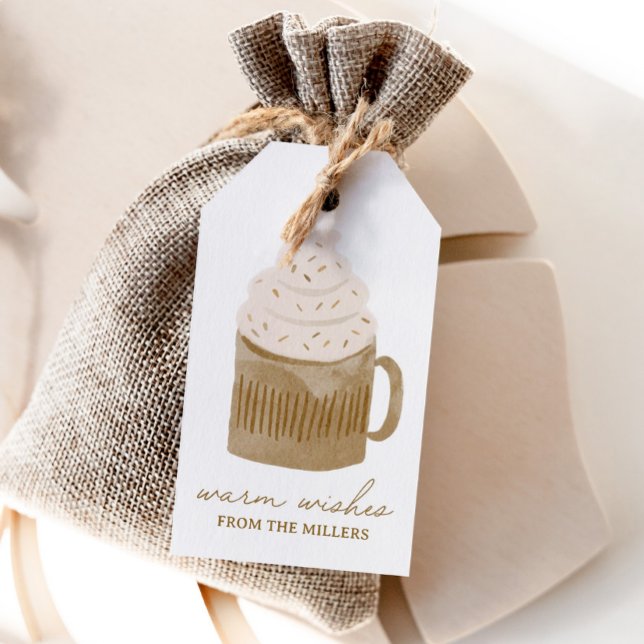 Varm Önskemål Hett Kakaojul Helgdag Presentetikett (Skapare uppladdad)