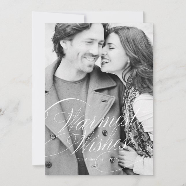 Varm Önskemål i fet rött Helgdag-fotokort Julkort (Framsida)