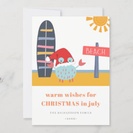 Varm Önskemål jul i juli Beach Sol Sand Crab Julkort