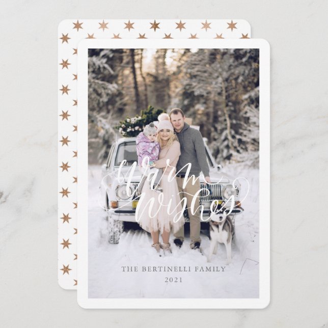 Varm Önskemål julkort - kort, platta Helgdag (Fram/baksida)