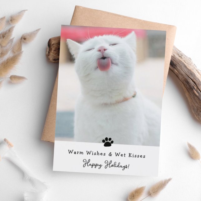 Varm Önskemål och Blöt Kisses Cat Greeting Card Helgkort (Skapare uppladdad)