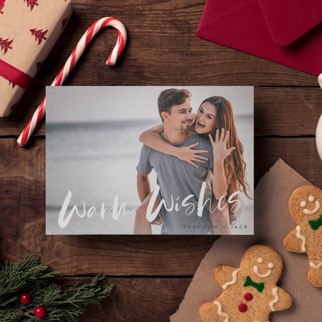 Varm Önskemål par fotopatjulkort Julkort (Warm Wishes Couple Photo Christmas Card)
