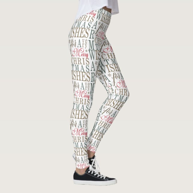 Varm Önskemål Typografi Red/Grönt/White ID589 Leggings (Höger)