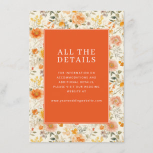 Varm orange blomsterdetalj tilläggskort
