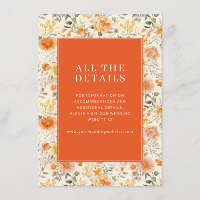 Varm orange blomsterdetalj tilläggskort (Framsida)