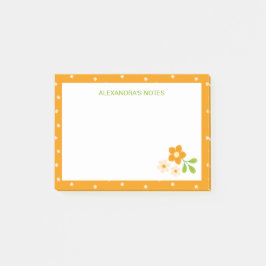 Varm Orange Ditsy Blomma Prickar Personlig Post-it Block
