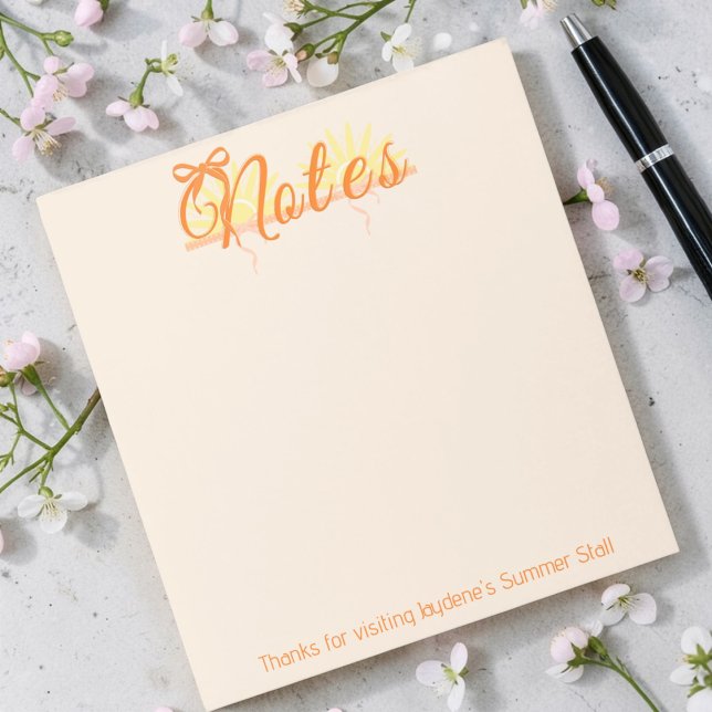 Varm Orange & Gul Anpassad Varumärkning Anteckningsblock (Summer colors for home or corporate giveaway. Promote your small business with style. )