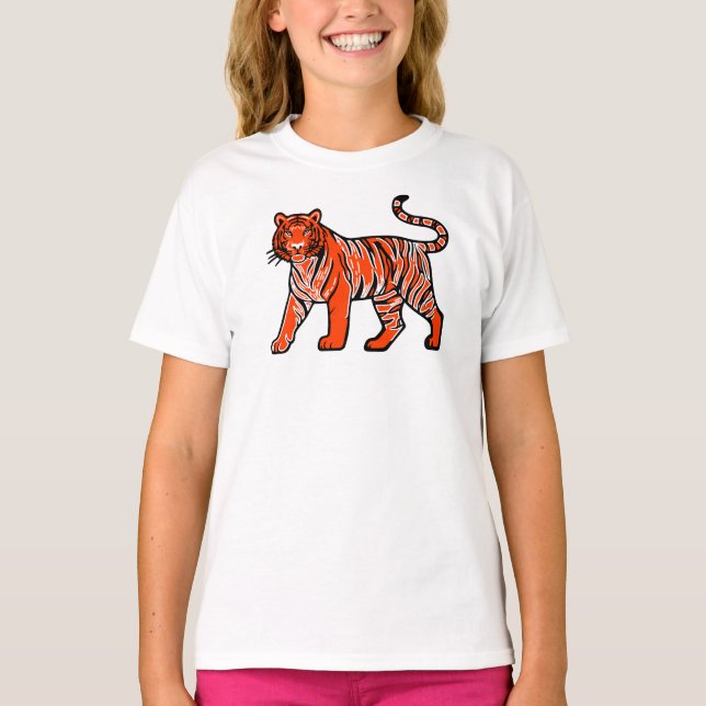 Varm orange tiger barn t-shirt – sött vilda djur  (Framsida)