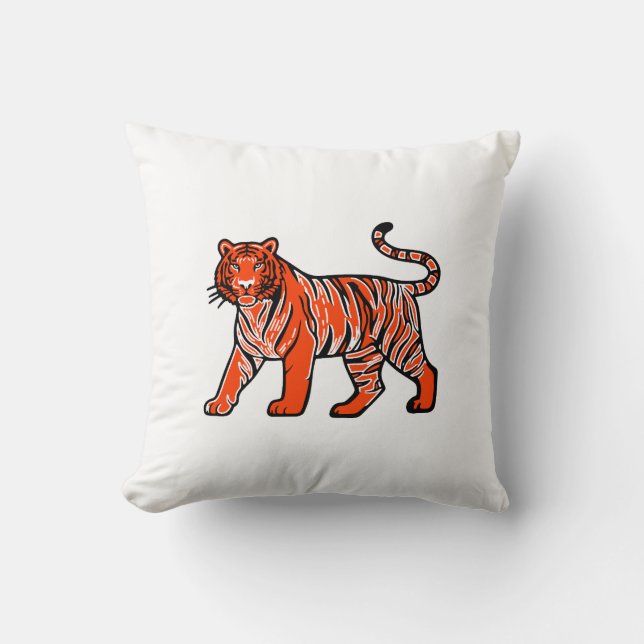 Varm Orange Tiger  Kudde (Framsida)