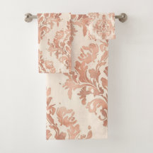 Varm Persika Damask Vattenfärg Ornamental Mönster
