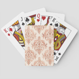 Varm Persika Damast Vattenfärg Ornamental Mönster Casinokort