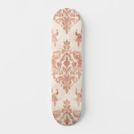 Varm Persika Damast Vattenfärg Ornamental Mönster Mini Skateboard Bräda 18,5 Cm