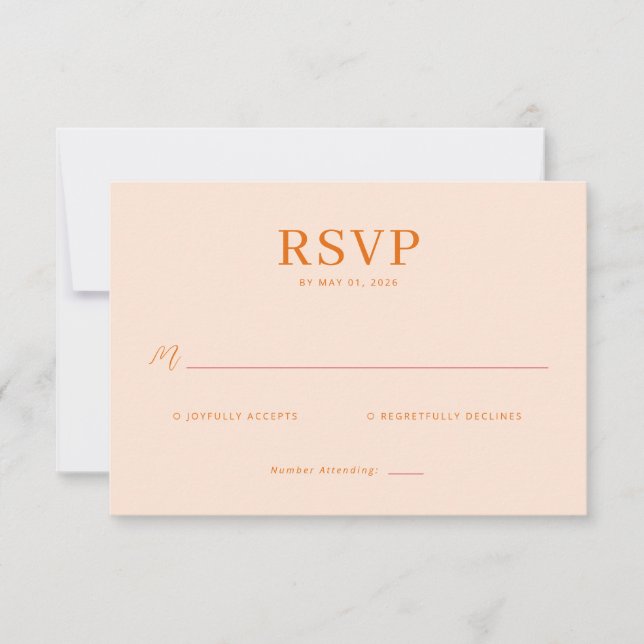 Varm Persika Minimalistisk RSVP OSA Kort (Framsida)