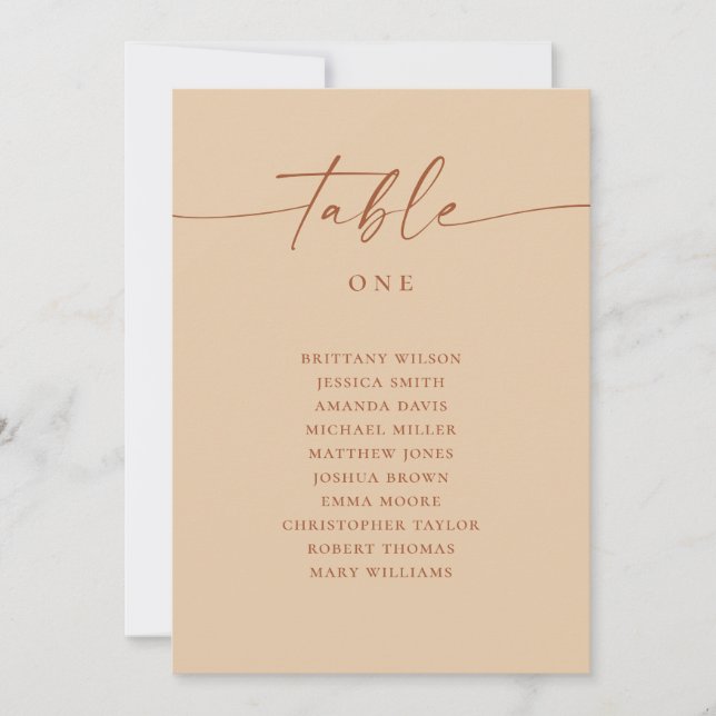 Varm Persika Sand Minimalistisk Bröllops Sittplats Inbjudningar (Framsida)