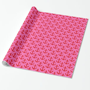 Varm pink #2, röda ankare mönster presentpapper