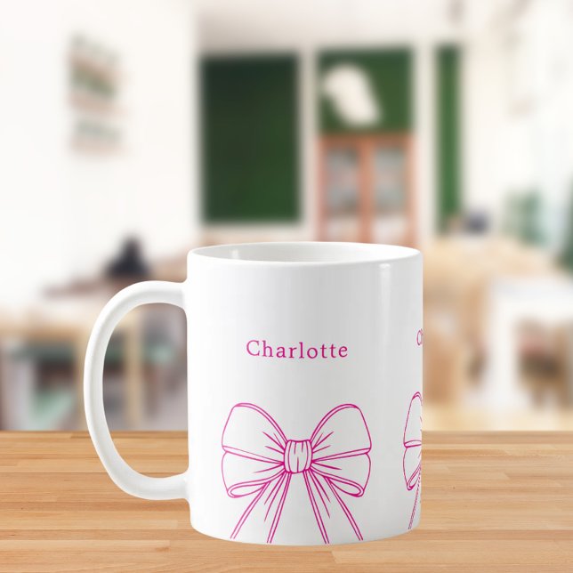 Varm pink båge scriptnamn kaffemugg (Skapare uppladdad)