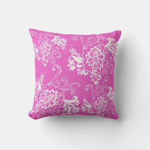 Varm pink blomster grafisk kudde