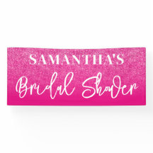 Varm pink färgblock glitter bröllopsdusch