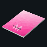 Varm pink geometrisk mesh-mönster Monogram Anteckningsblock<br><div class="desc">Monogram Personlig notisblock skolkontor skrivmaterial med din anpassade initial och namn. Triangel geometriskt nät med ljus mörk varm rosa ombre gradient.</div>