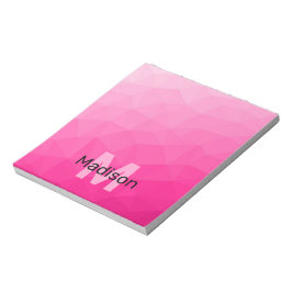Varm pink geometrisk mesh-mönster Monogram Anteckningsblock