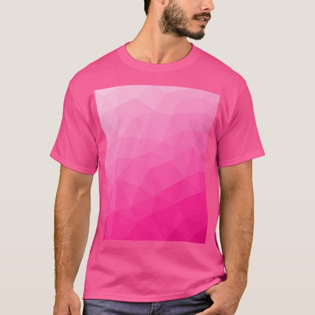 Varm pink gradient geometrisk nätmönster t shirt (Framsida)
