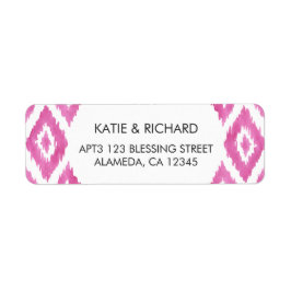Varm pink Ikat Returadress Etikett