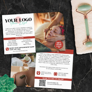 Varm Röd Din Logotyp Bilder QR Spa Salong Flygblad