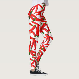 Varm röd grön damasker för Chilipepparmönster Leggings
