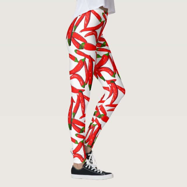 Varm röd grön damasker för Chilipepparmönster Leggings (Höger)