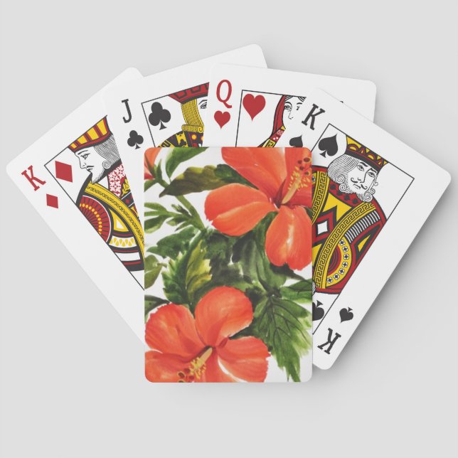 Varm röd hibiskus casinokort (Baksidan)