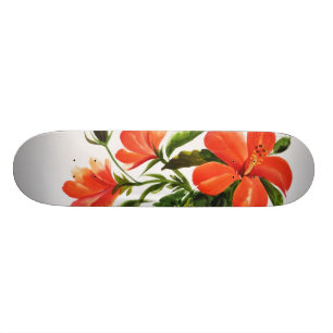 Varm röd hibiskus mini skateboard bräda 18,7 cm