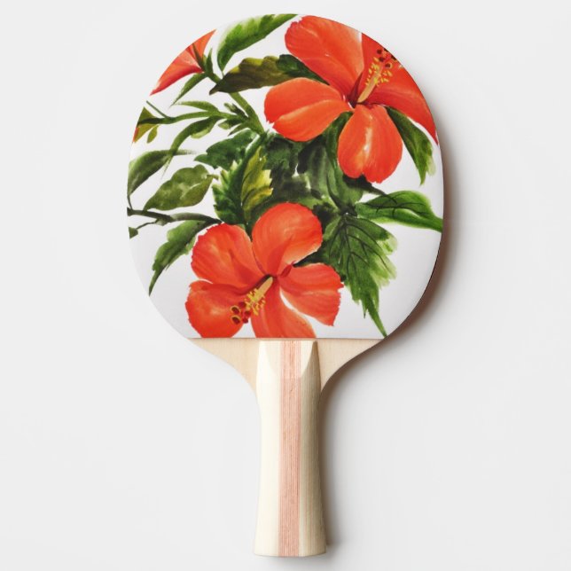 Varm röd hibiskus pingisracket (Framsidan)