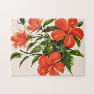 Varm röd hibiskus pussel