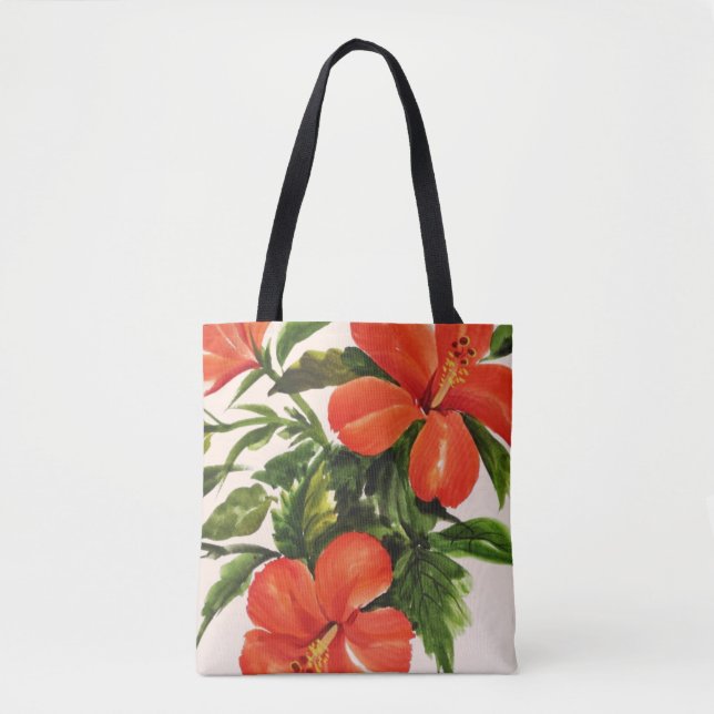 Varm röd hibiskus tygkasse (Framsida)