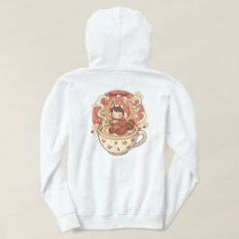 Varm Röd Panda Kaffe Kopp Grafisk Hoodie