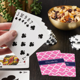 Varm Rosa2 Vit Marockansk #5 Marinblå Namn Monogra Spel Kort