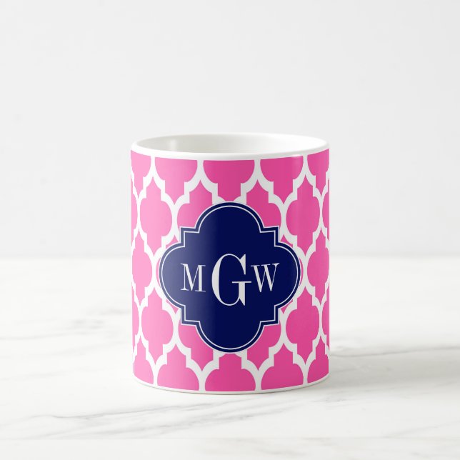 Varm Rosa #2 Vit Marockansk #4 Marin Namn Monogram Kaffemugg (Center)