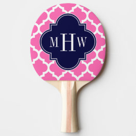 Varm Rosa#2 Vit Marockansk #5 Marinblå 3 Initial M Pingisracket