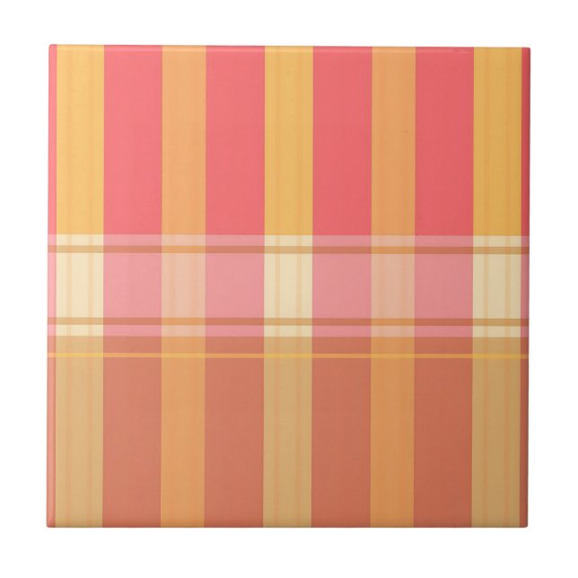 Varm rosa brun rutig randmönster kakelplatta (Framsidan)