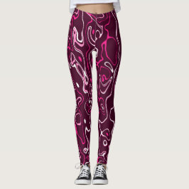 Varm rosa damascus abstrakta virvlar cool mönster leggings
