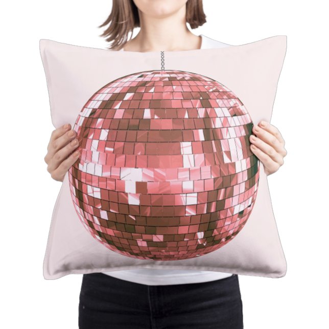 Varm rosa diskokula, flickig sovrumsaccent, retro kudde (Skapare uppladdad)
