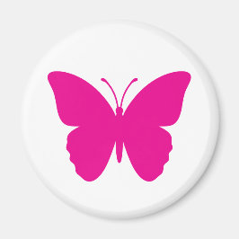 Varm rosa fjäril design rund magnet