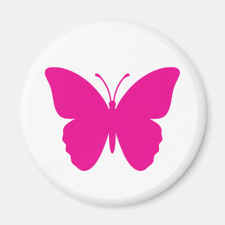 Varm rosa fjäril design rund magnet