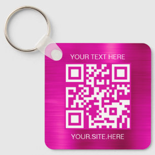 Varm rosa folie QR-kod Nyckelring