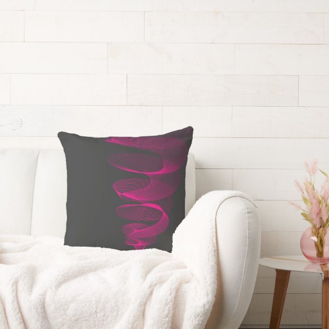 Varm rosa fuchsia tråd tvist modern abstrakt konst kudde (Soffa)