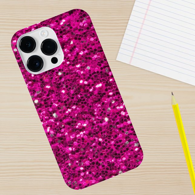 Varm rosa gnistrande falskt glitter (Sparkle up and protect your phone with trendy faux sparkles phone case. In many different colors.)